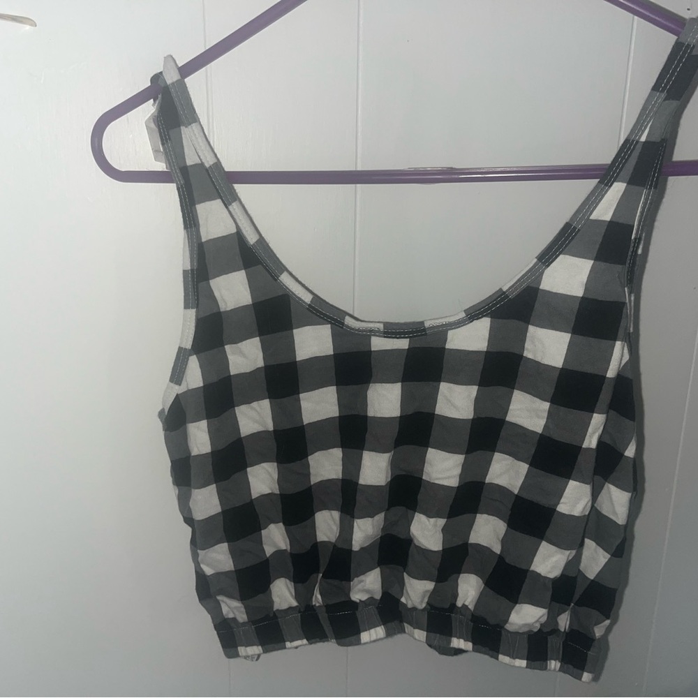 Black and White Checkered Women's Top